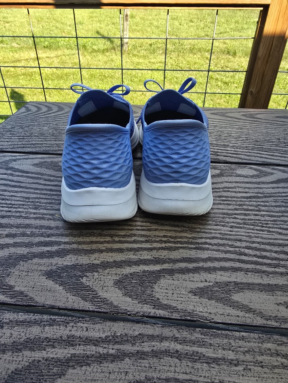 Light Blue Knit Sketchers Slip In Sneakers - Casual Lace-Up - Picture 4 of 6